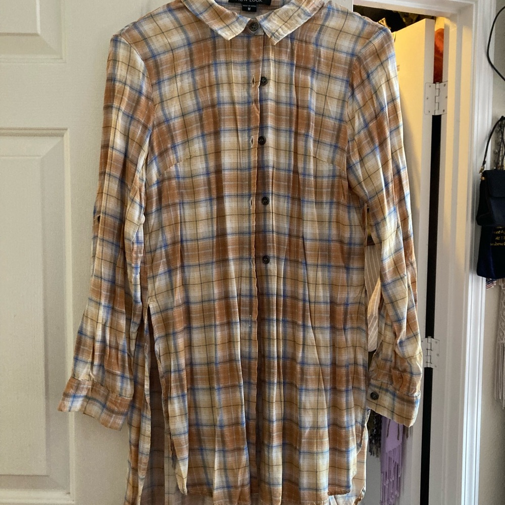 New Look Yellow and Blue Plaid Shirt